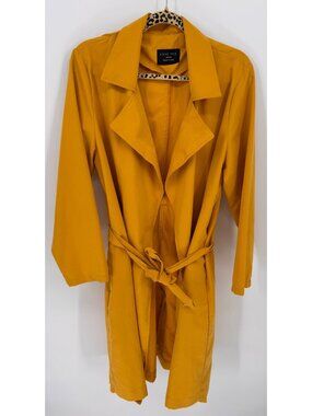 Love Tree Womens Mustard Yellow Belted Open Front Drape Jacket Size Medium